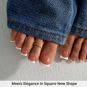 BTARTBOXNAILS Press On Toenails sharp square brown close-up