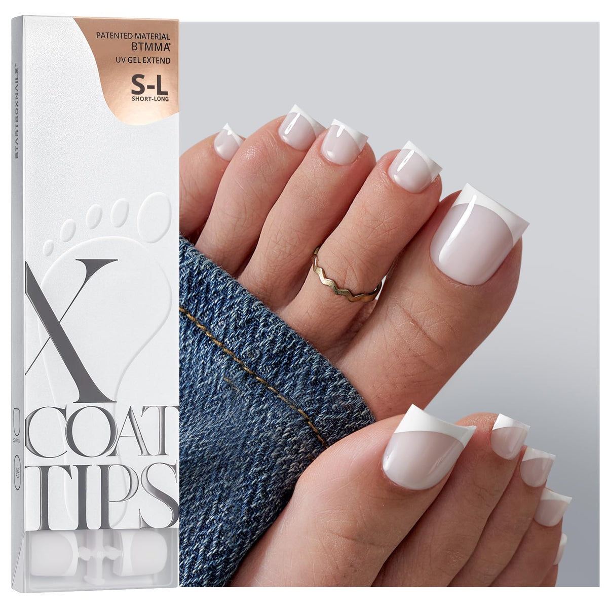BTARTBOXNAILS Press On Toenails sharp square cat eye design front view