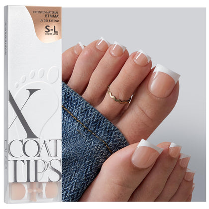 BTARTBOXNAILS Press On Toenails sharp square nude front view
