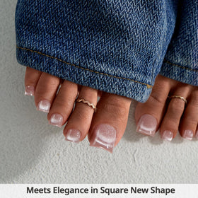 BTARTBOXNAILS Press On Toenails sharp square white application process