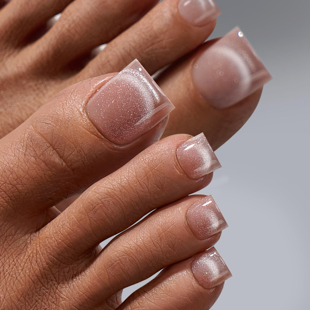 BTARTBOXNAILS Press On Toenails sharp square white on feet