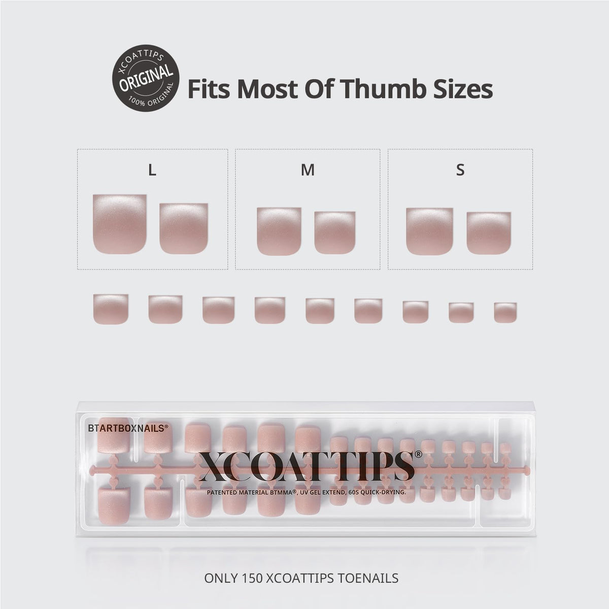 BTARTBOXNAILS Press On Toenails sharp square white packaging