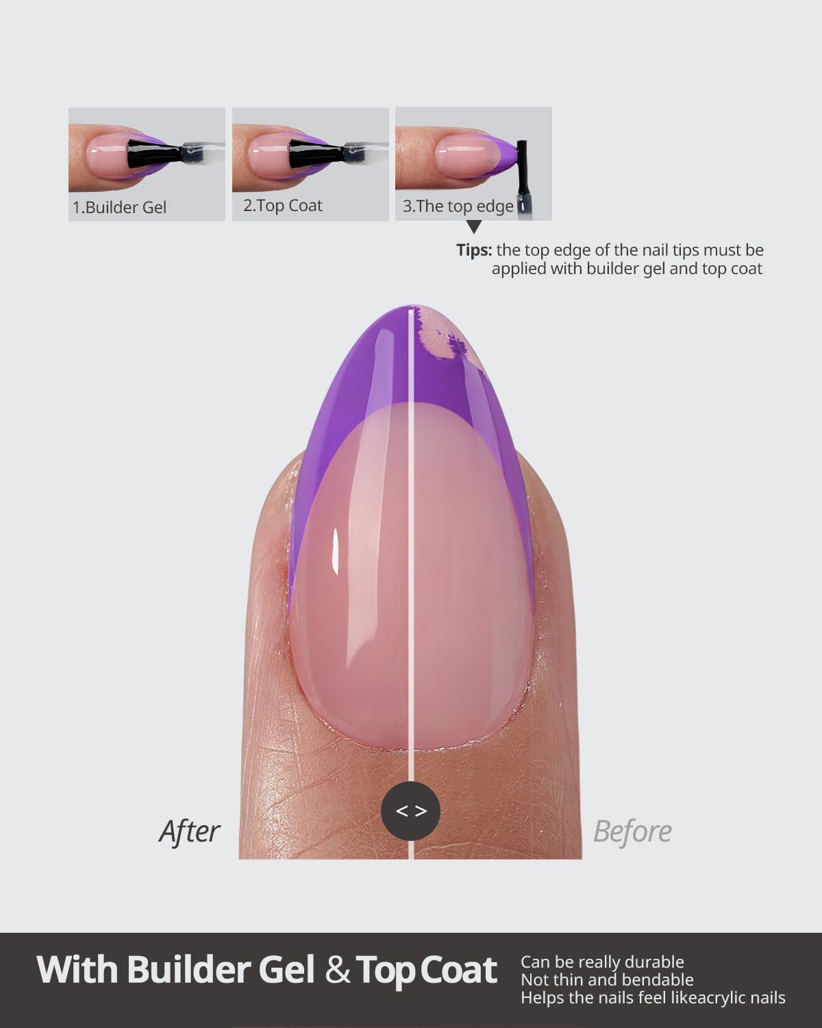 BTARTBOXNAILS Purple French Tip Press On Nails application process