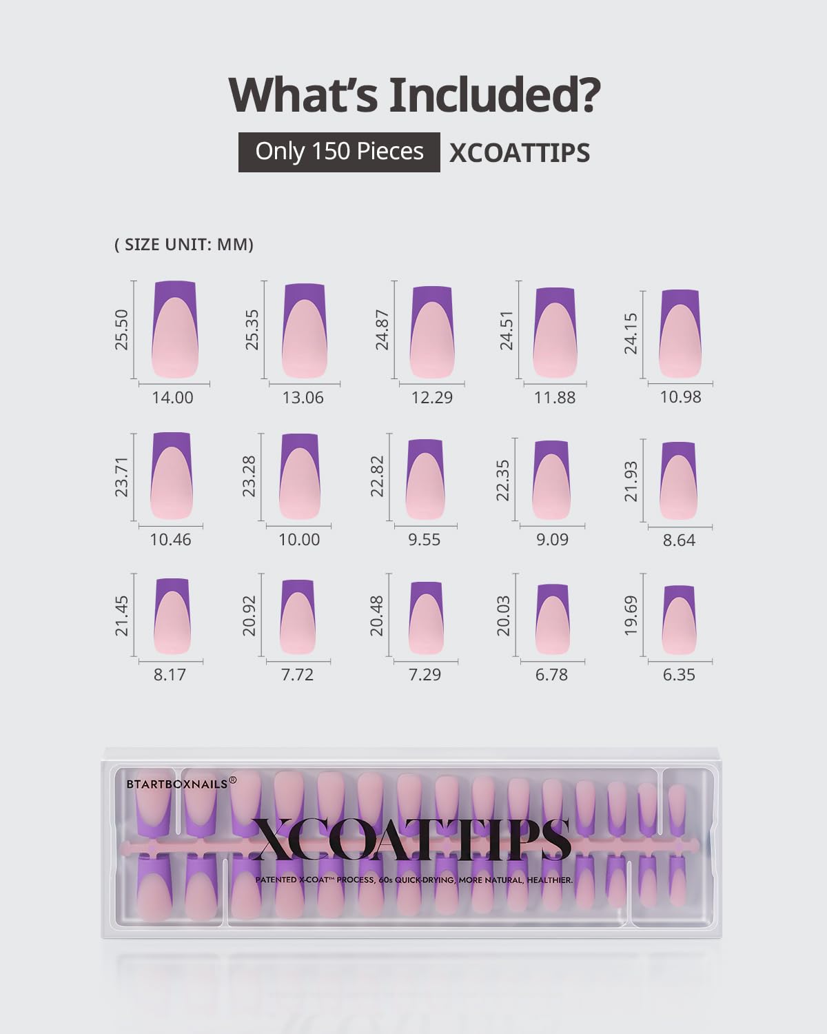 BTARTBOXNAILS Purple French Tip Press On Nails close-up