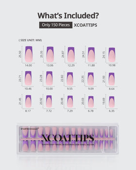 BTARTBOXNAILS Purple French Tip Press On Nails close-up