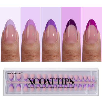 BTARTBOXNAILS Purple French Tip Press On Nails front view