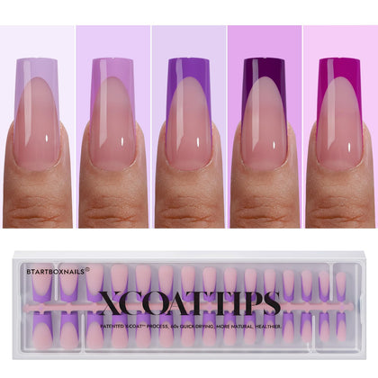 BTARTBOXNAILS Purple French Tip Press On Nails front view