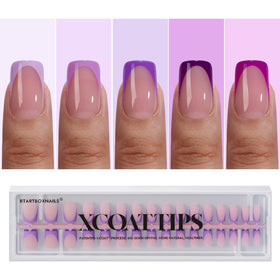BTARTBOXNAILS Purple French Tip Press On Nails front view