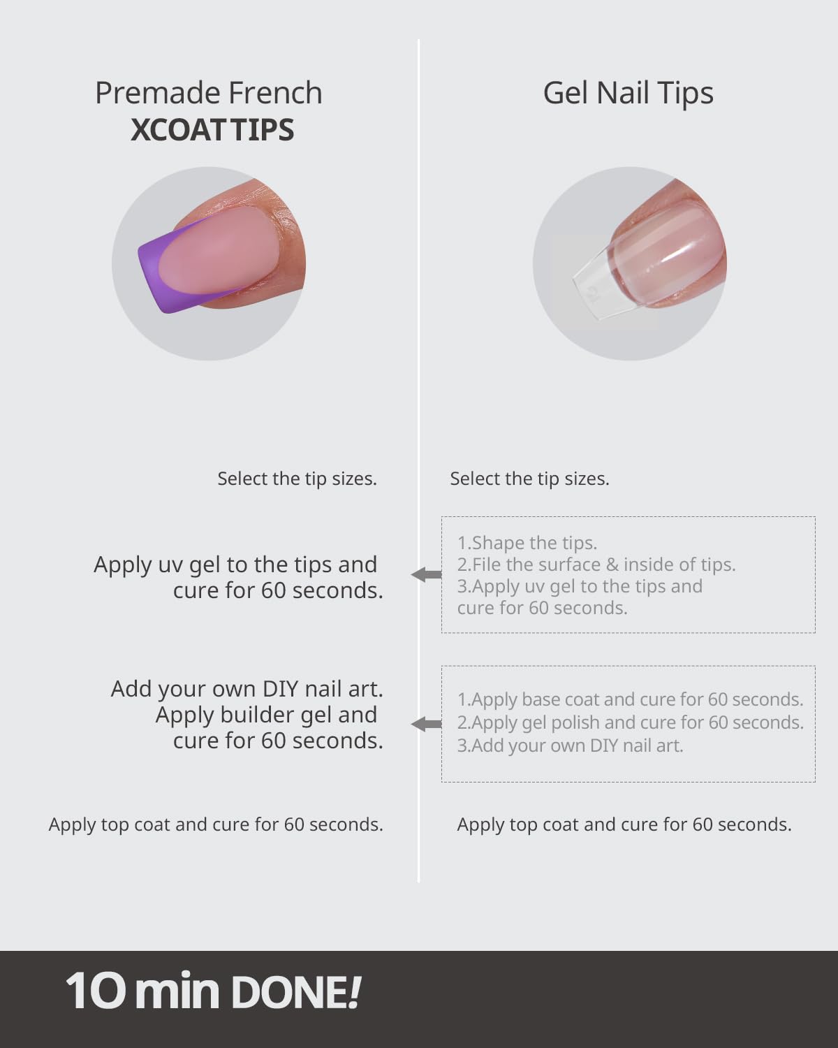 BTARTBOXNAILS Purple French Tip Press On Nails in lifestyle setting