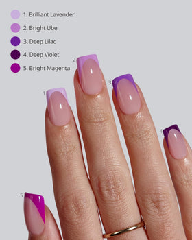 BTARTBOXNAILS Purple French Tip Press On Nails packaging
