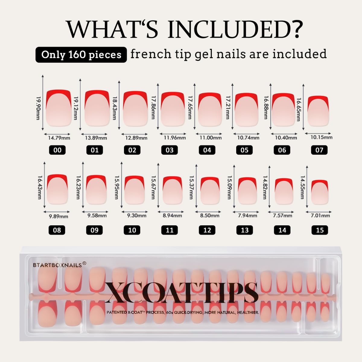 BTARTBOXNAILS Red French Tip Press On Nails detailed view
