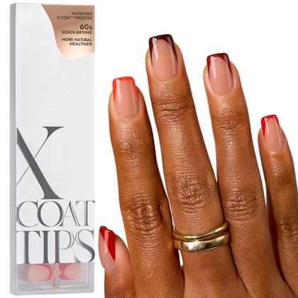 BTARTBOXNAILS Red French Tip Press On Nails front view
