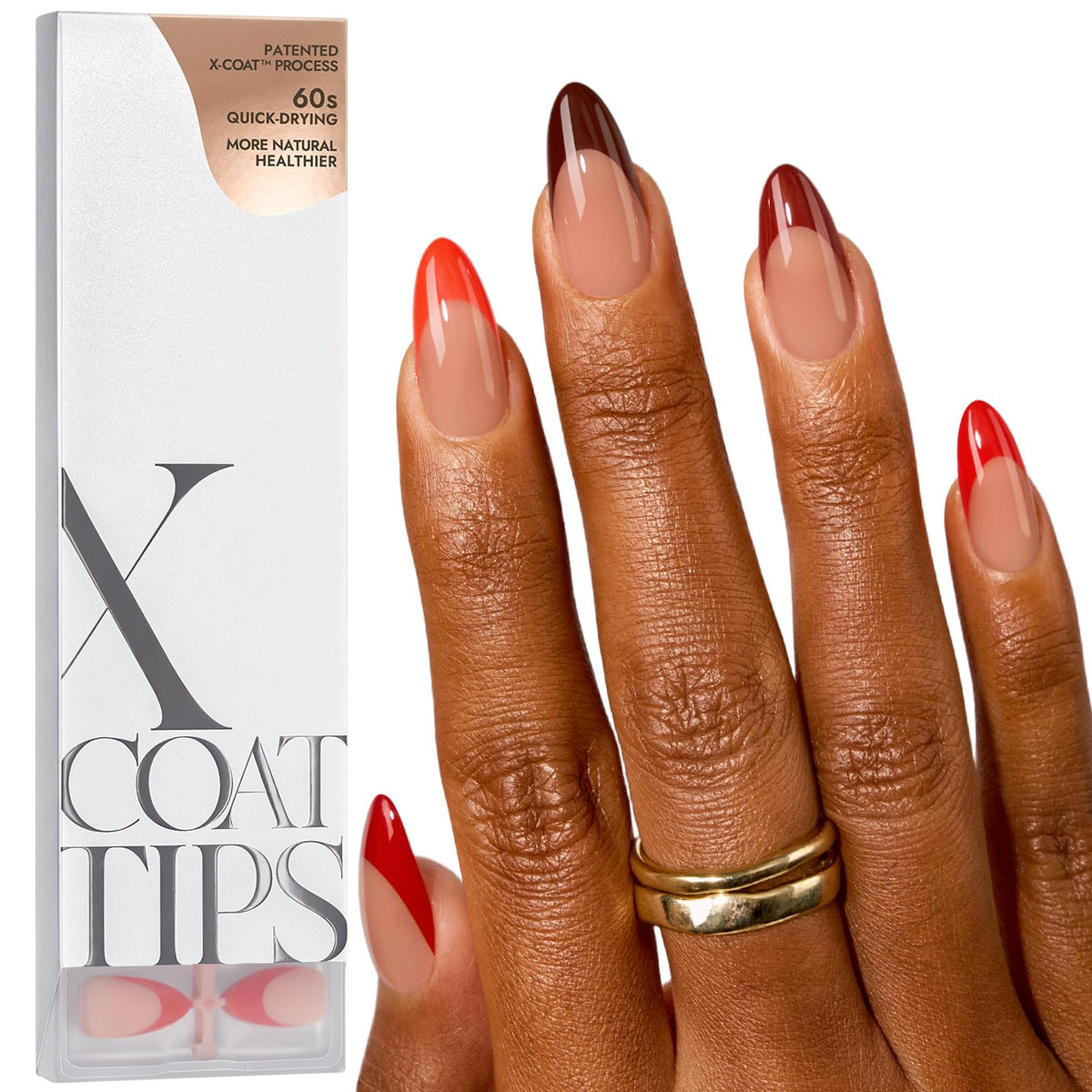 BTARTBOXNAILS Red French Tip Press On Nails front view