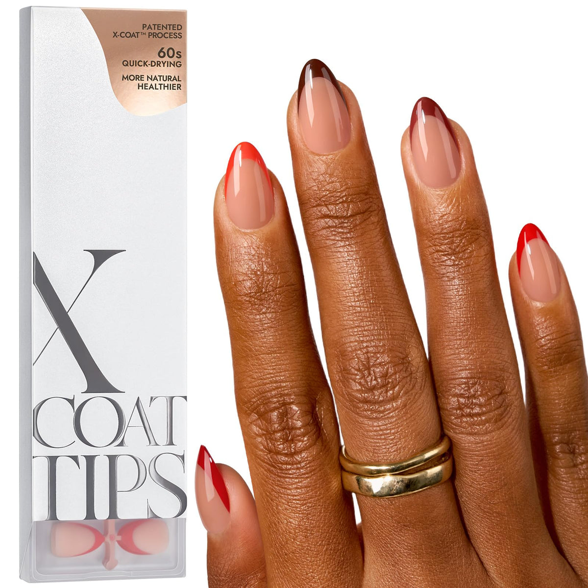 BTARTBOXNAILS Red French Tip Press On Nails front view