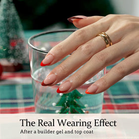 BTARTBOXNAILS Red French Tip Press On Nails in packaging
