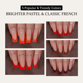 BTARTBOXNAILS Red French Tip Press On Nails in use