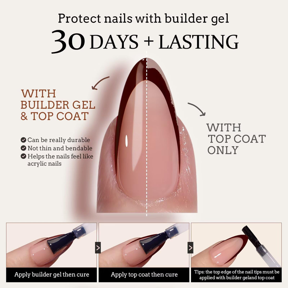BTARTBOXNAILS Red French Tip Press On Nails on a hand