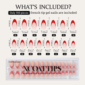 BTARTBOXNAILS Red French Tip Press On Nails with accessories