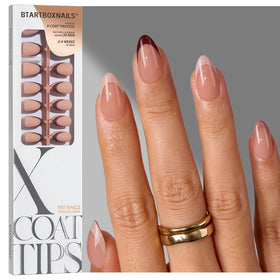BTARTBOXNAILS SkinTone French Tip Press On Nails Almond Peach front view