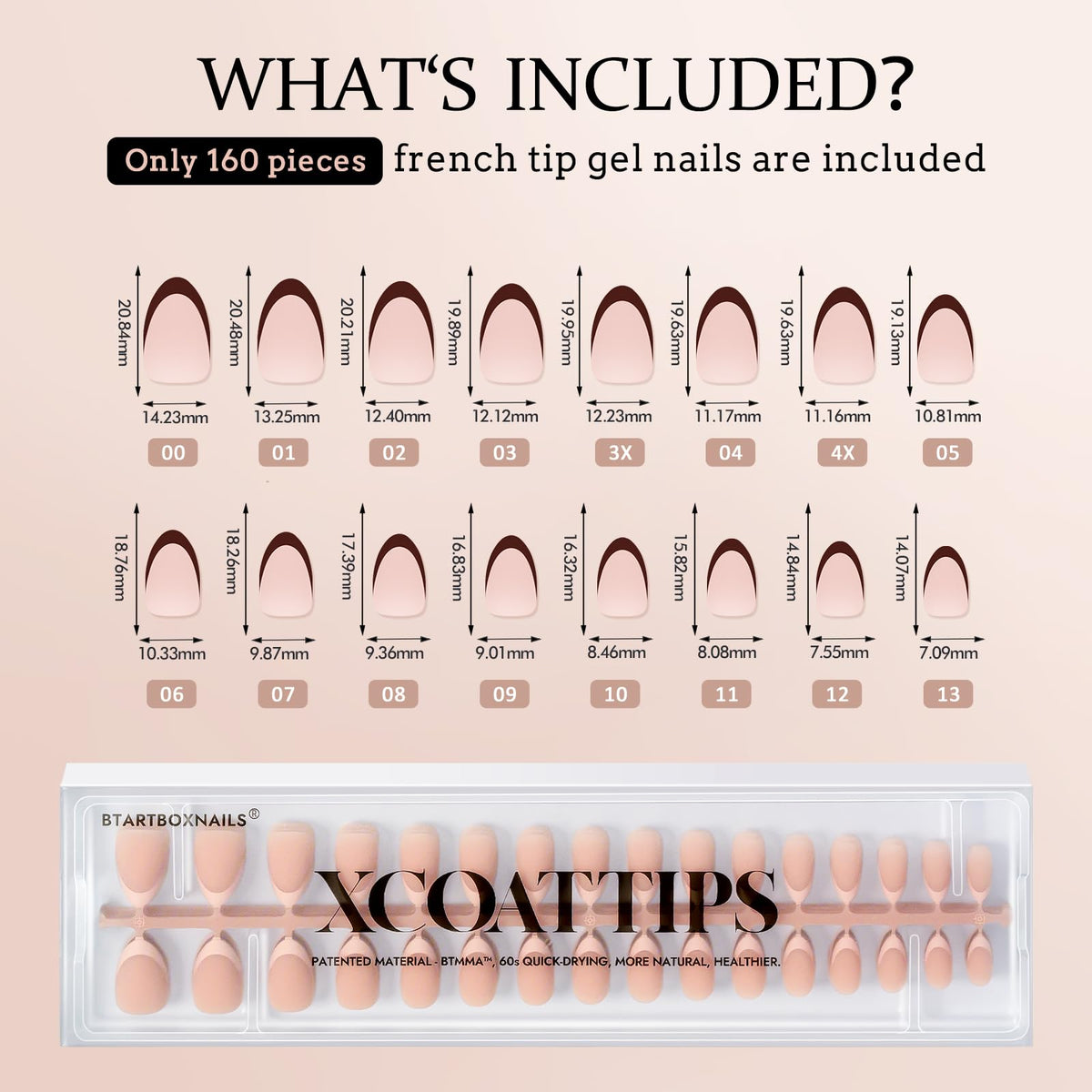BTARTBOXNAILS SkinTone French Tip Press On Nails display