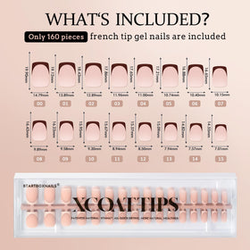 BTARTBOXNAILS SkinTone French Tip Press On Nails displayed on a table