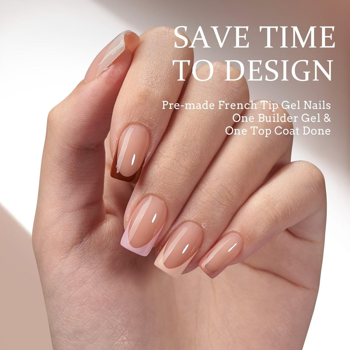 BTARTBOXNAILS SkinTone French Tip Press On Nails Kit contents including nails and nail lamp