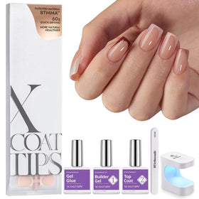 BTARTBOXNAILS SkinTone French Tip Press On Nails Kit, M Almond front view
