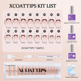 BTARTBOXNAILS SkinTone French Tip Press On Nails Kit, M Almond with accessories