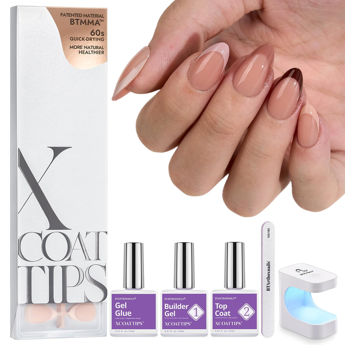 BTARTBOXNAILS SkinTone French Tip Press On Nails Kit packaging