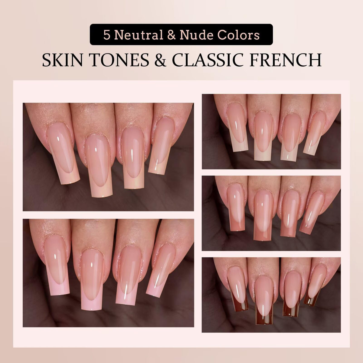 BTARTBOXNAILS SkinTone French Tip Press On Nails Kit with UV nail lamp