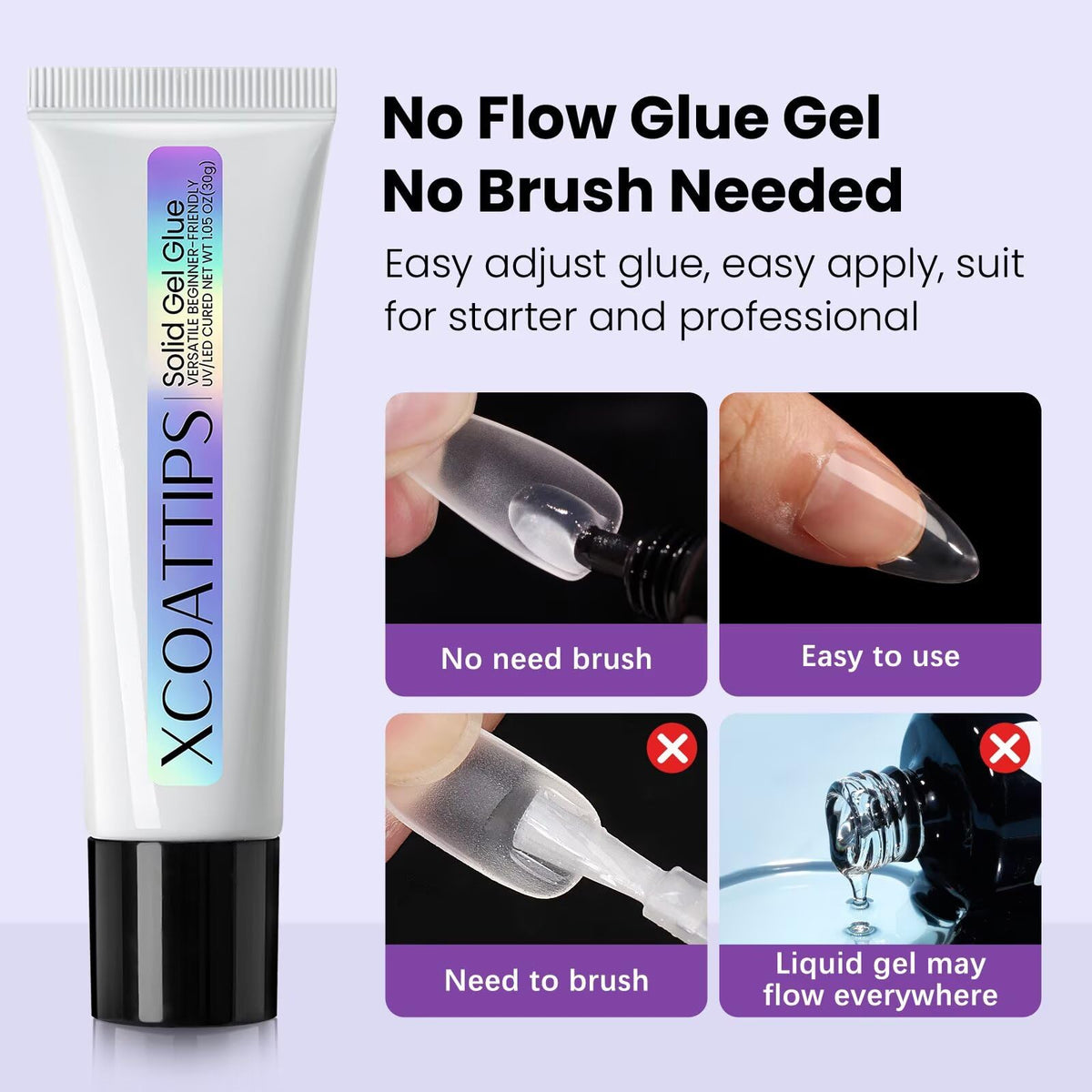 BTARTBOXNAILS Solid Nail Gel Glue application on nail tips