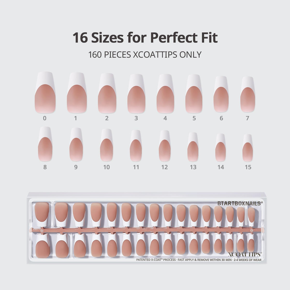 BTARTBOXNAILS White French Tip Press On Nails close-up