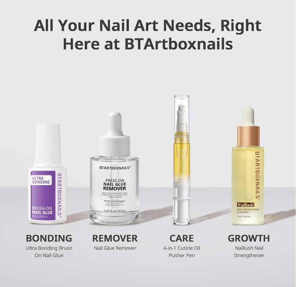 BTARTBOXNAILS White French Tip Press On Nails display on a table
