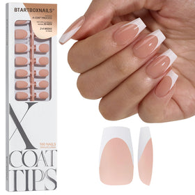 BTARTBOXNAILS White French Tip Press On Nails front view