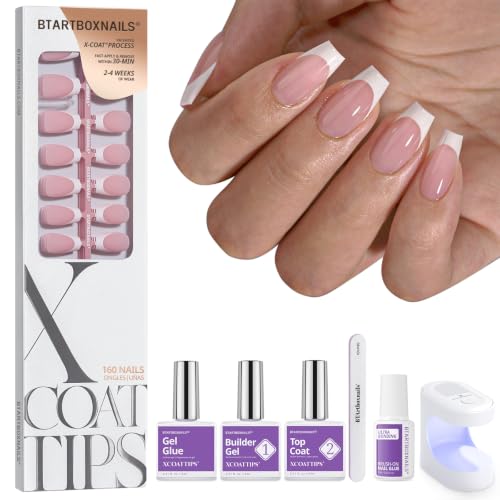 BTARTBOXNAILS White French Tip Press On Nails front view