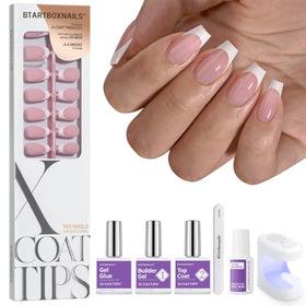 BTARTBOXNAILS White French Tip Press On Nails front view