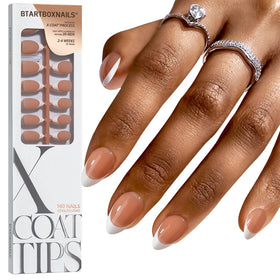 BTARTBOXNAILS White French Tip Press On Nails front view