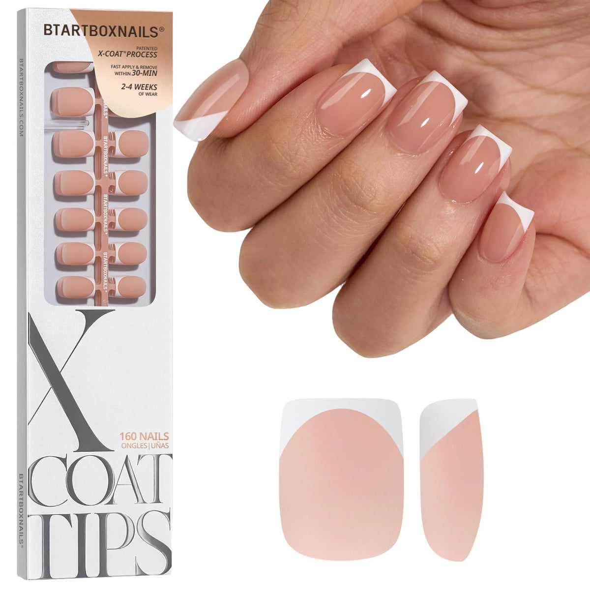 BTARTBOXNAILS White French Tip Press-On Nails front view