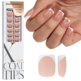 BTARTBOXNAILS White French Tip Press-On Nails front view