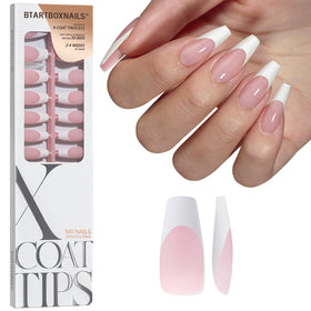 BTARTBOXNAILS White French Tip Press On Nails front view