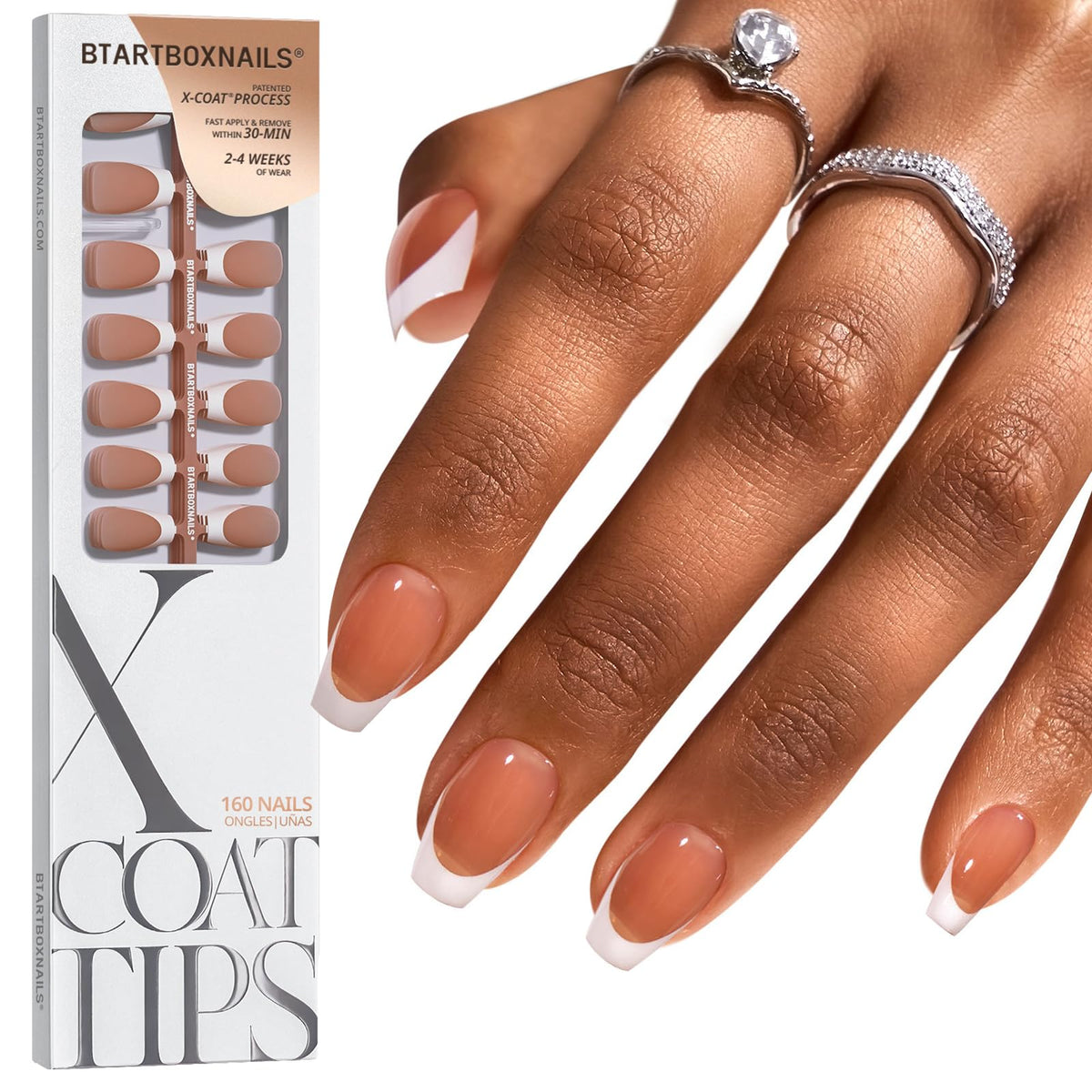 BTARTBOXNAILS White French Tip Press On Nails front view