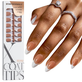 BTARTBOXNAILS White French Tip Press On Nails front view