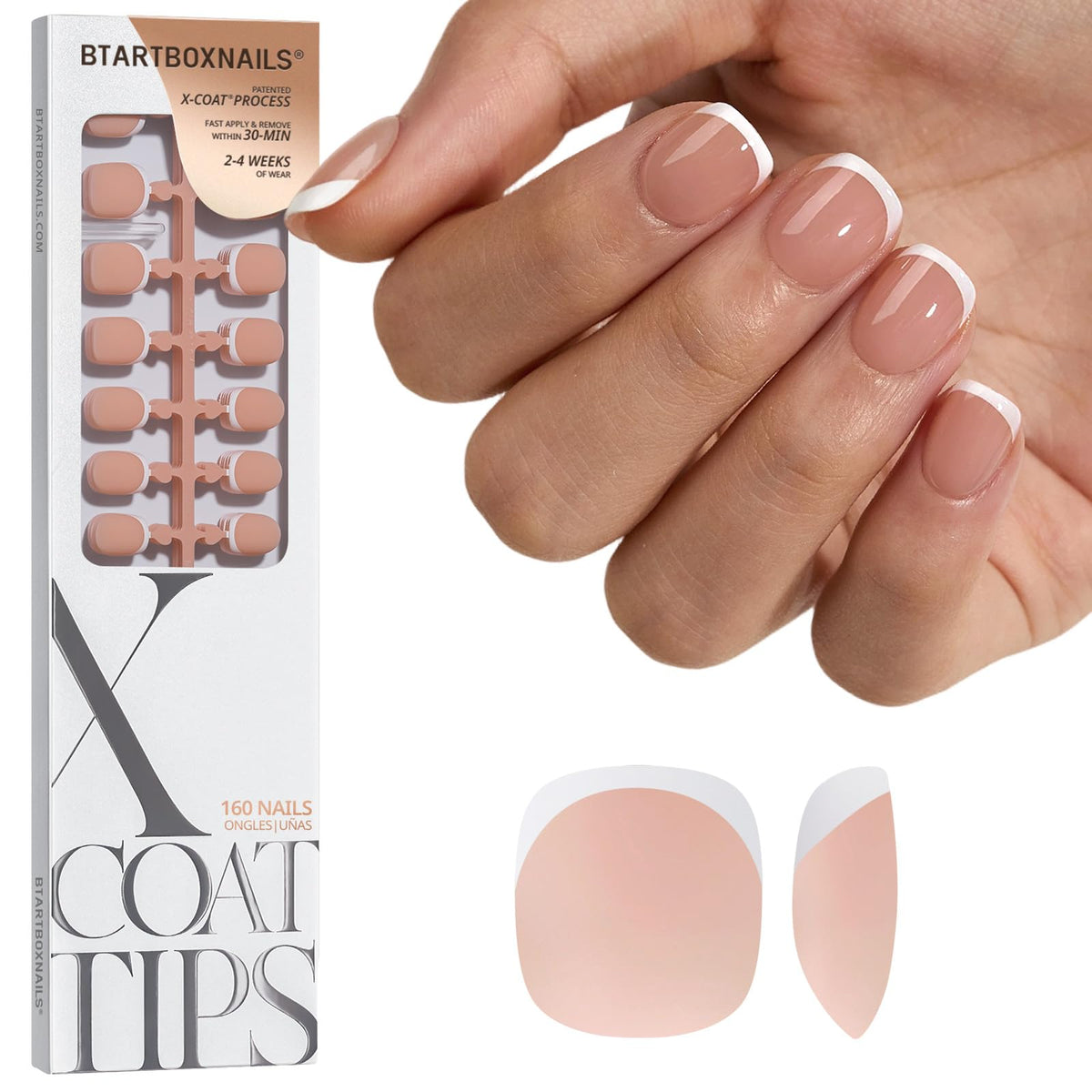 BTARTBOXNAILS White French Tip Press-On Nails front view