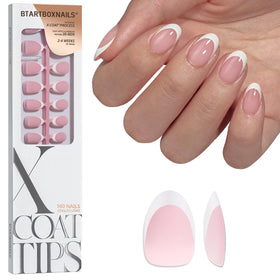 BTARTBOXNAILS White French Tip Press On Nails front view