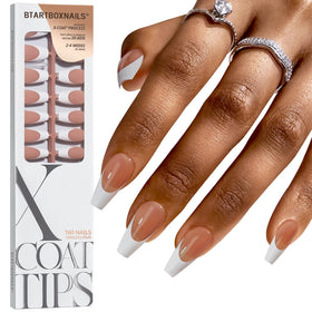 BTARTBOXNAILS White French Tip Press On Nails front view
