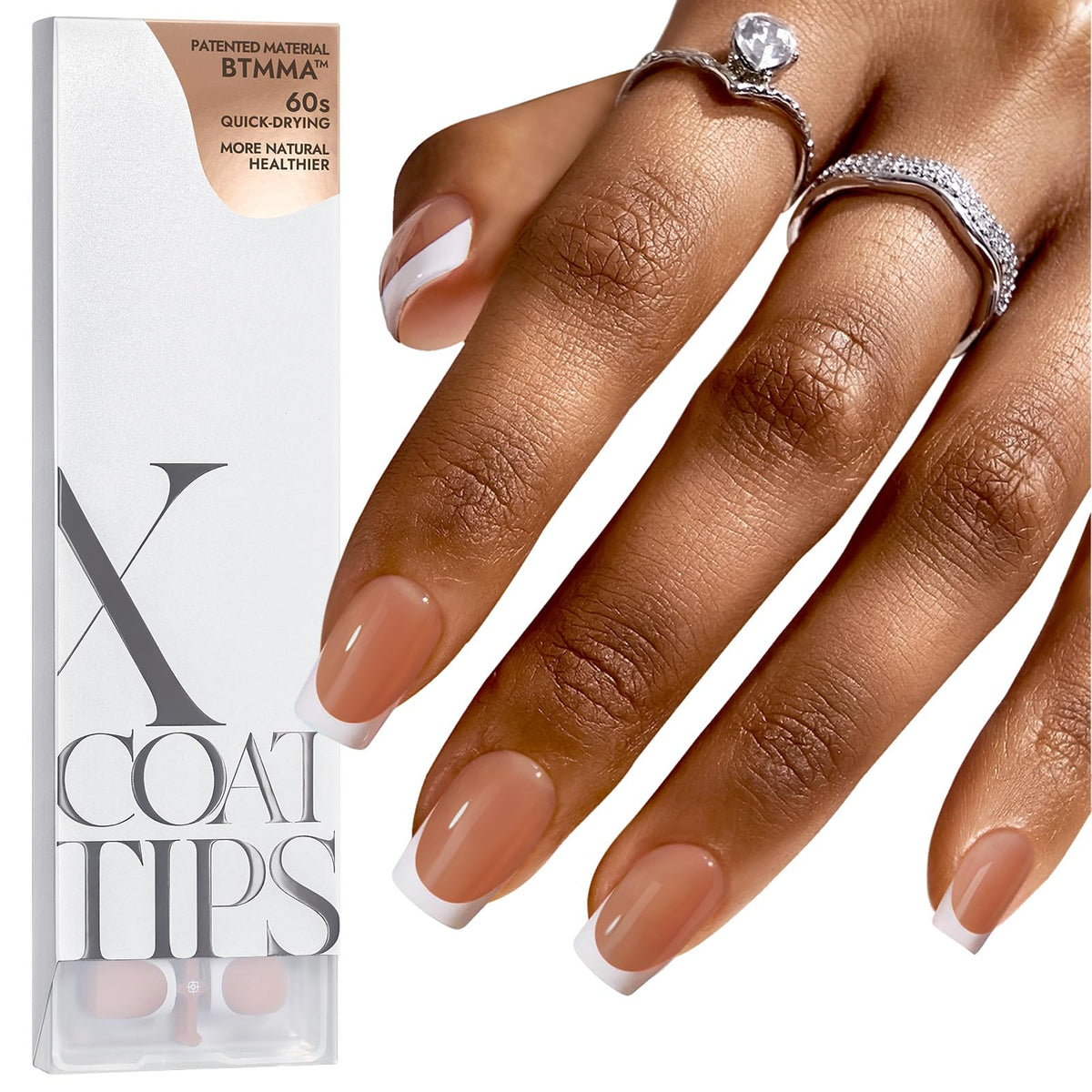 BTARTBOXNAILS White French Tip Press On Nails front view
