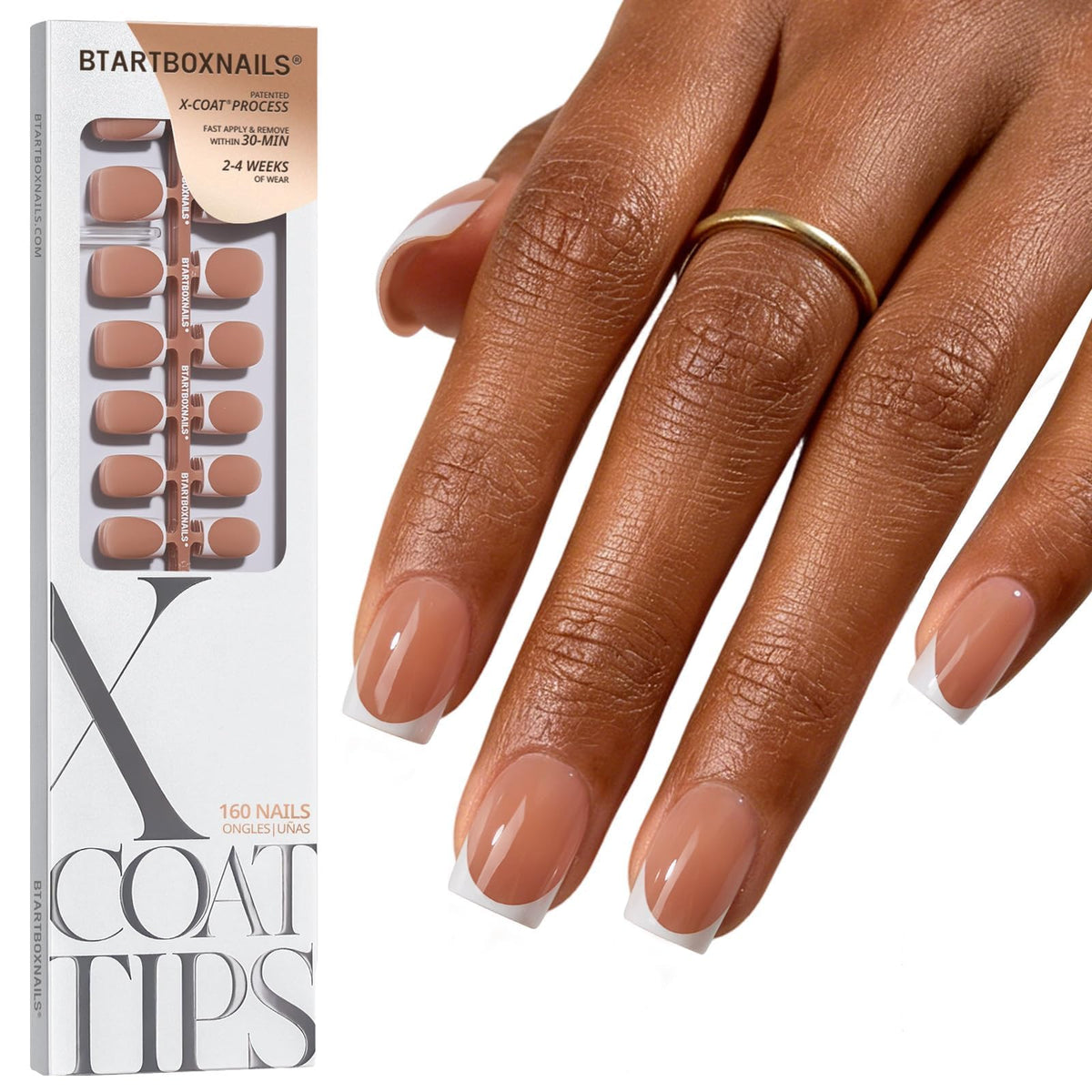 BTARTBOXNAILS White French Tip Press On Nails front view