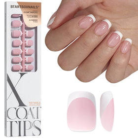 BTARTBOXNAILS White French Tip Press On Nails front view