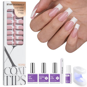 BTARTBOXNAILS White French Tip Press On Nails front view