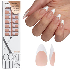BTARTBOXNAILS White French Tip Press On Nails front view